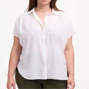 Madewell Eyelet White Cap-Sleeve A-Line Button Down Shirt